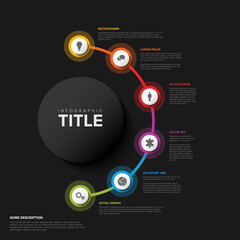 Aufkleber - multipurpose infographic template with six elements on half circle line