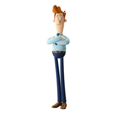 3d illustration of young funny office man, isolated