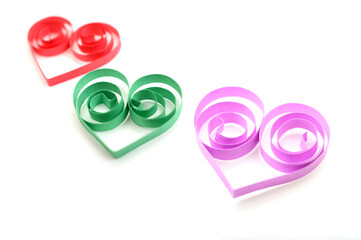 Wall Mural - Quilling origami hearts on white