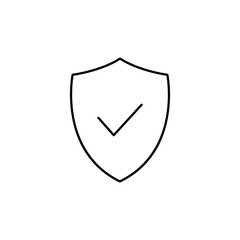 Wall Mural - Shield check mark line icon. Security and protector symbol. Vector illustration isolated on white.
