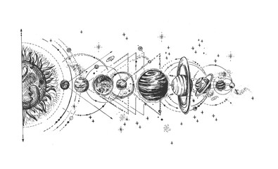 solar system infographic sketch