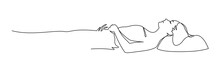 Continuous One Line Drawing Of Woman Sleeping On Memory Foam. Vector Illustration Sleeper Sleeper In Profile.