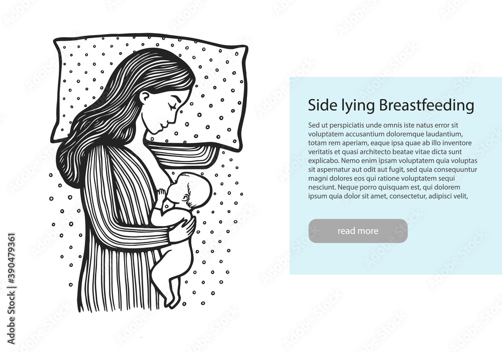Stock Vektorgrafik Hand Drawn Line Illustration Of Baby With Mom Lying Stock Vektorgrafik Hand Drawn Line Illustration Of Baby With Mom Lying