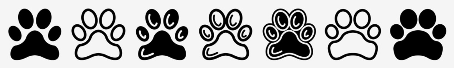 Wall Mural - paw print icon set | dog cat paw prints vector illustration logo | dog paw icons isolated collection
