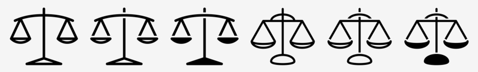 Wall Mural - scales icon set | justice scales vector illustration logo | libra balance icons isolated collection