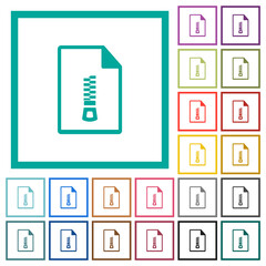 Poster - Compressed document flat color icons with quadrant frames