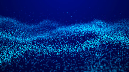 Poster - Cyber particles. Abstract wave of many points. Futuristic background illustration. Dust particles. 3d rendering