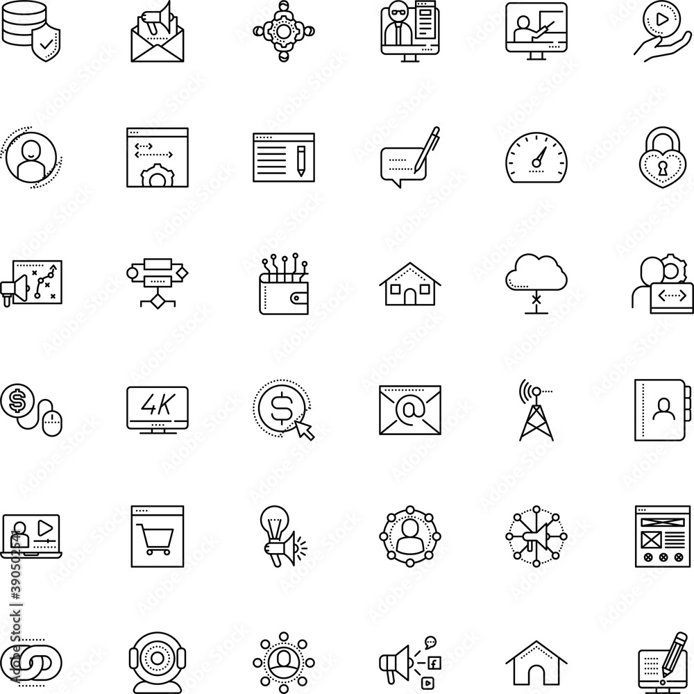 internet vector icon set such as: television, hd, loudspeaker, connect ...