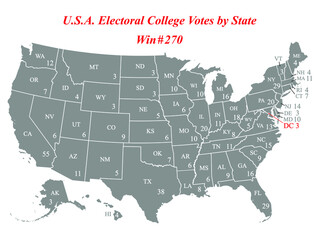 Wall Mural - USA electoral college votes by state