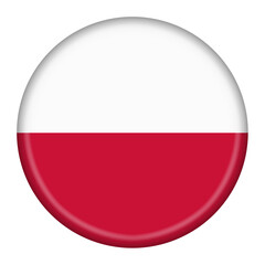 Fototapete - Poland flag button 3d illustration with clipping path