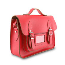 Red School Satchel Bag With Clipping Path To Remove Shadow