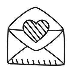 Sticker - envelope with heart icon, line style