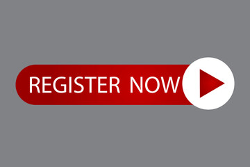 Poster - Register now red, great design for any purposes. Subscribe button. Hand cursor icon. Sticker design. Stock image. EPS 10.