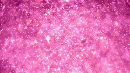 Wall Mural - Bokeh of sparkling glittering lights in the shape of hearts flowing and falling across the screen, glowing in red and pink. Magical romantic abstract background.