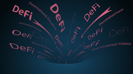 Wall Mural - DeFi decentralized finance is falling into a hole. The fall in the decentralized cryptocurrency market. Vector illustration.