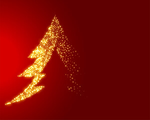 sparkling christmas tree on red background design