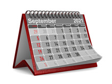 2021 Year. Calendar For September. Isolated 3D Illustration