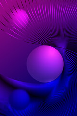 Wall Mural - Neon spheres and lines form the  background of the future technology poster.