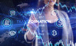 © Egor - Business, Technology, Internet and network concept. Young businessman working on a virtual screen of the future and sees the inscription: Transformation