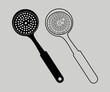 © doyeldesign - mesh skimmer icon design. Symbol of cooking utensils. mesh skimmer vector illustration symbol icon clipart on white isolated background.