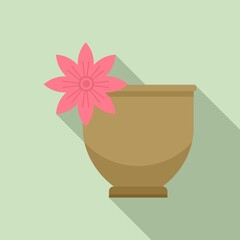 Wall Mural - Tea ceremony flower cup icon. Flat illustration of tea ceremony flower cup vector icon for web design