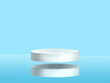 © 黛仲 栞帆 - Mockup the abstract geometric white podium for product presentation, blue background, 3d render, 3d illustration