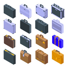 Poster - Briefcase icons set. Isometric set of briefcase vector icons for web design isolated on white background