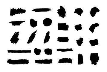 Wall Mural - Vector Set of Black Paint Brush Strokes Isolated on White Background, Backgrounds, Design Elements Set.