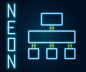 Poster - Glowing neon line Site map icon isolated on black background. Colorful outline concept. Vector.