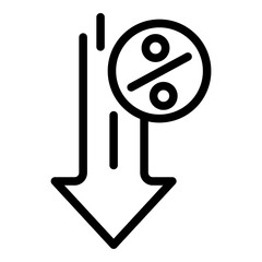 Poster - Down rate icon. Outline down rate vector icon for web design isolated on white background