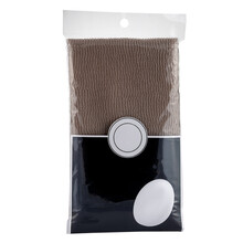 Washcloth Light Brown Braided Body Scrubber, Long, Packaged Isolated On White