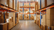 © Gorodenkoff - Retail Warehouse full of Shelves with Goods in Cardboard Boxes and Packages. Logistics, Sorting and Distribution Facility for Product Delivery.