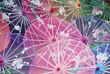 Pattern With Colorful Chinese Umbrellas Or Parasols