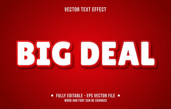 Editable text effect - big deal red and white color modern style