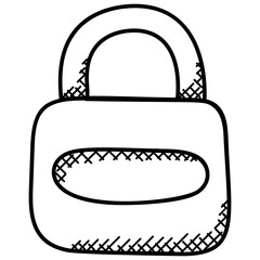 Poster - 
A doodle icon showing padlock for security purpose..
