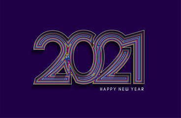 Happy New Year 2021 Text Typography Design Patter, Vector illustration.