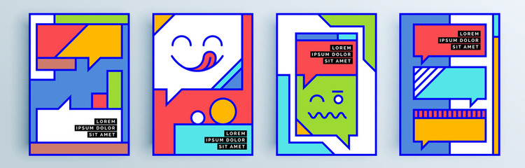 Modern abstract covers set, minimal covers design. Colorful geometric background, vector illustration.