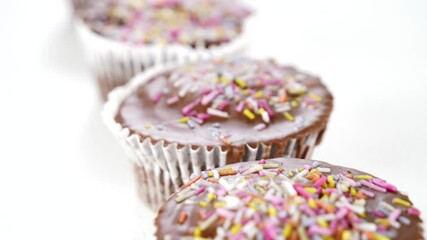 Wall Mural - chocolate cake on white background