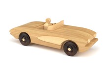 Wooden Toy Car, 3d Render.