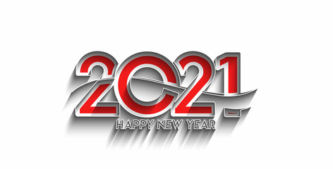 Happy New Year 2021 Text Typography Design Patter, Vector illustration.