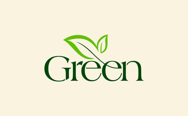 Green Concept with green fonts and leaf