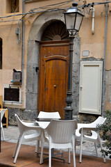 Sticker - historic houses in the old town of Cefalù Sicily Italy