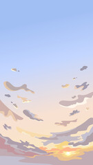 Wall Mural - Sky with clouds at dawn. Beautiful nature scenery in vertical orientation.