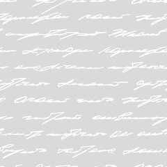 Poster - Vector seamless pattern. Write text word. Scrawl handwritten. Subtle background. Abstract script pattern. Write letter. Handwriting scribble. Written hand unreadable text. Scribbles for design prints