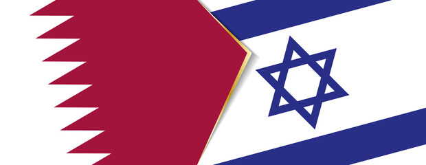 Wall Mural - Qatar and Israel flags, two vector flags.