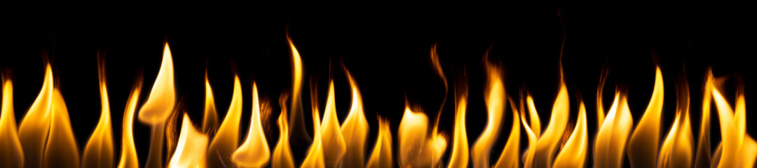 Poster - set of flames isolated on black background. fire for design