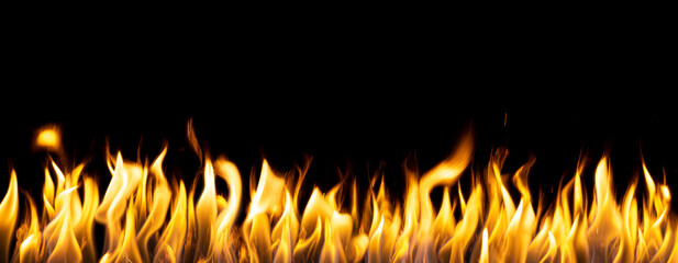 Poster - set of flames isolated on black background. fire for design