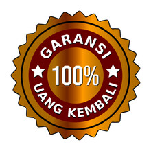Vector 100 Percent HD Money Back Guarantee Golden Badge In Indonesian.

In Bahasa :
"Vektor Lencana Emas Jaminan Uang Kembali 100 Persen HD"
