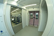 Empty passenger train vestibule, doors to the Second class carriage