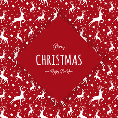 Wall Mural - christmas card with silhouettes of reindeer and wishes. vector
